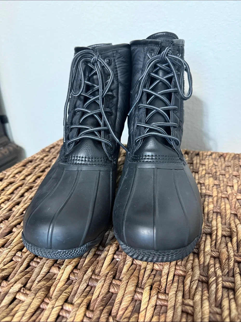 Sperry Quilted Black Waterproof Lace-Up Duck Boots
